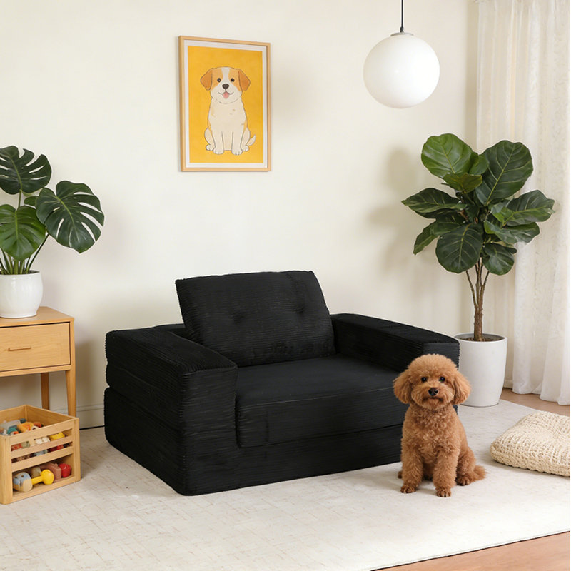 Compression Human Dog Sofa Bed, Black