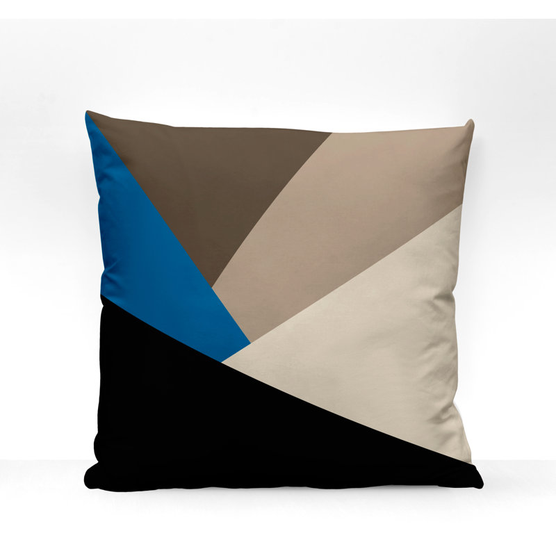 Coussin décoratif intérieur / extérieur Isla, L 19 po x H 19 po, Turquoise géométrique 2