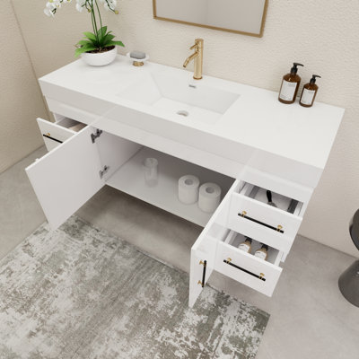 59" Wall-Mounted Single Bathroom Vanity Set