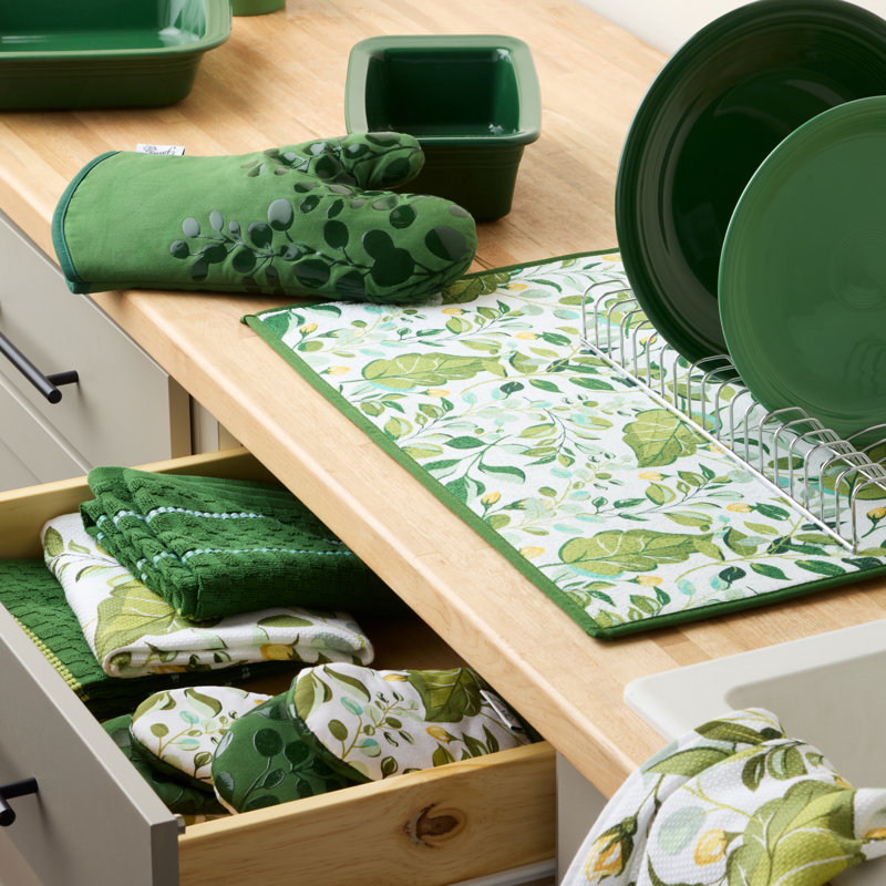 Ensemble de 2 petites mitaines de four FIESTA Luscious Forest, vert jade, 5,5 po x 8 po