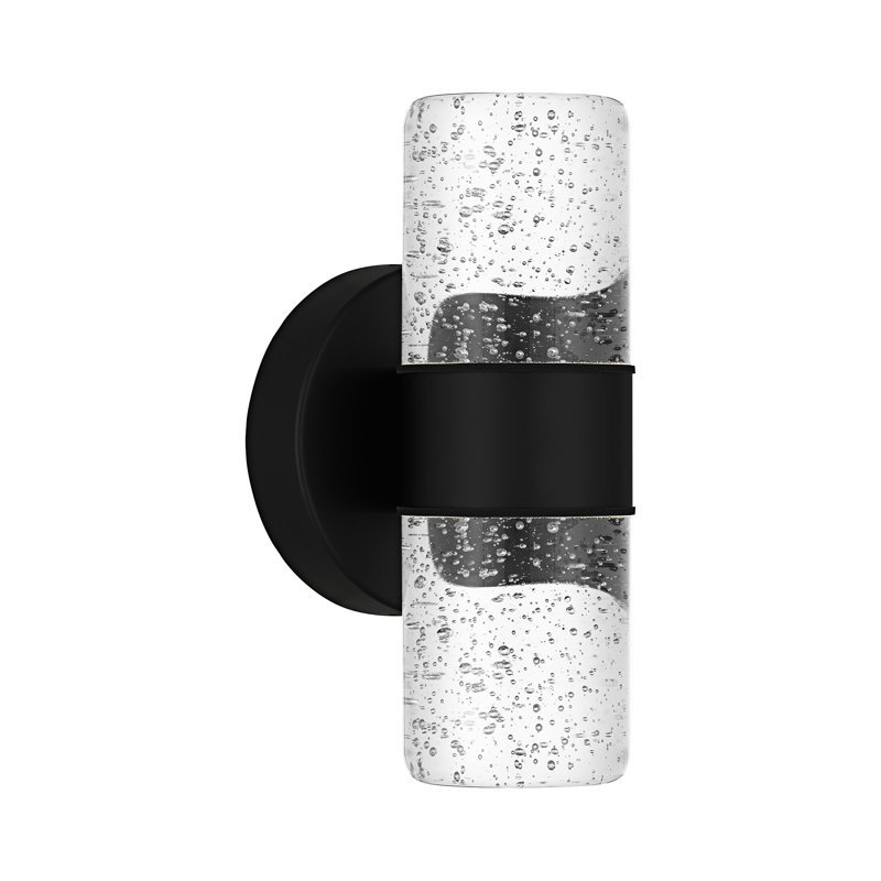 Maksat Integrated LED Matte Black Outdoor Wall Lantern, 9.25" H x 6" W x 4" D