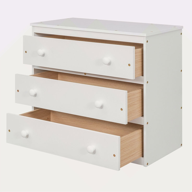 Lit mezzanine double bas avec cabinet, tablettes et bureau portatif roulant, lit multifonctionnel, Blanc