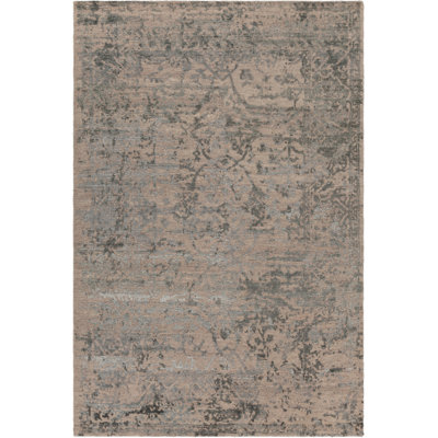 Sasha Authentic Hand-Woven Handmade Grey & Tan Floral Modern & Transitional Viscose & Wool Area Rug