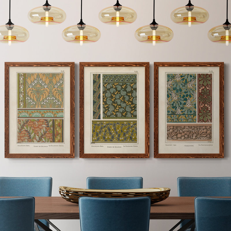 Nouveau Decorative VII - Ensemble de 3 peintures sur toile encadrées, H 43,5 po x l 31,5 po x P 1 po, Érable