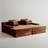 Oversized Modular Flannel Double Chaise Lounge Chair with 4 Pillows, Pure Foam Filled, No Assembly Required, Brown-118698502