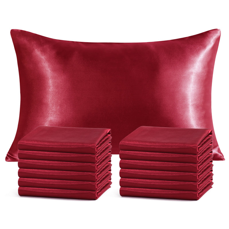  Satin Pillow Cases, King, Wine Red