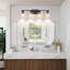 Luminaire de meuble-lavabo moderne noir avec abat-jour en verre transparent, applique murale à intensité variable pour la salle de bain, le salon et la chambre à coucher