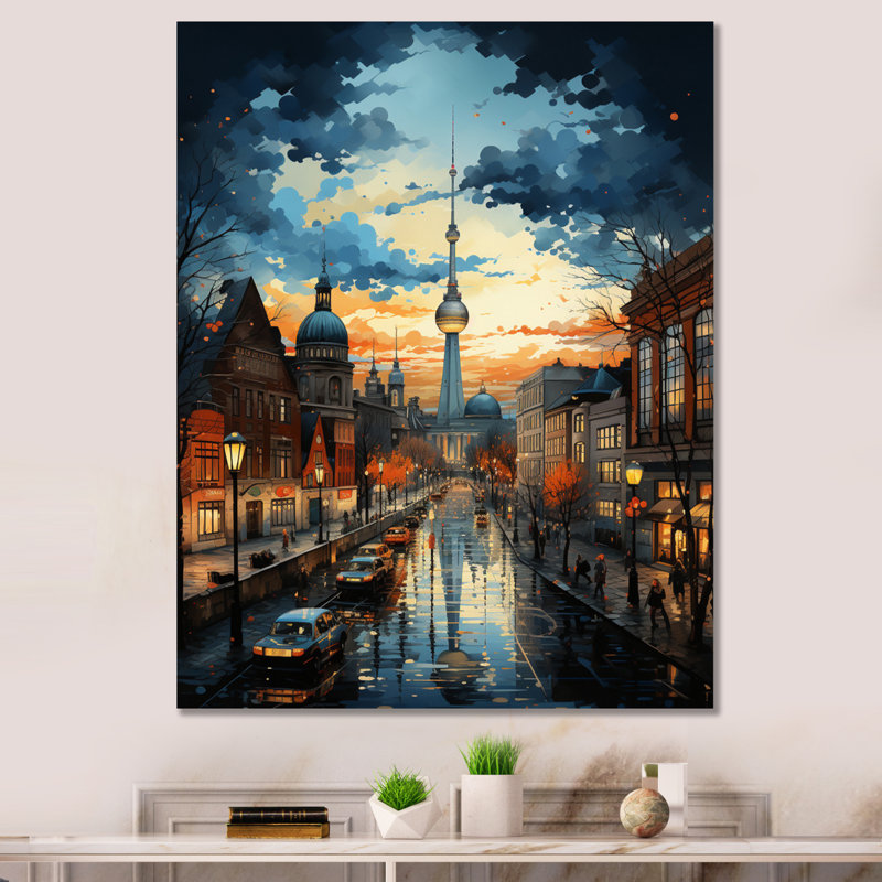 Allemagne, Allemagne, Berlin, horizon I, Allemagne, décoration murale, Toile tendue, H 32 po x l 16 po x P 1 po