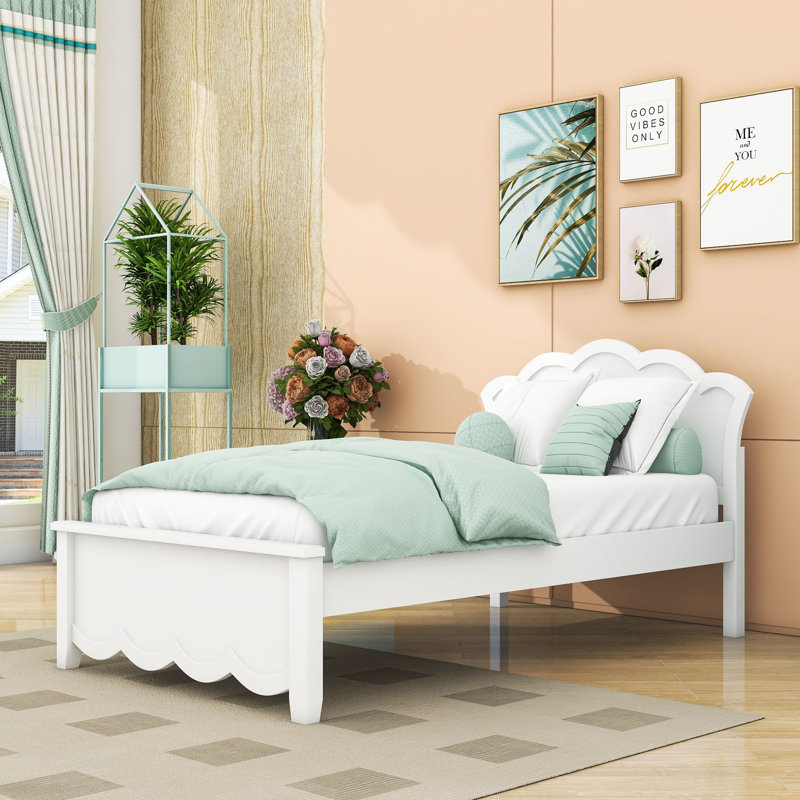 Wood Platform Bed with Headboard, Twin