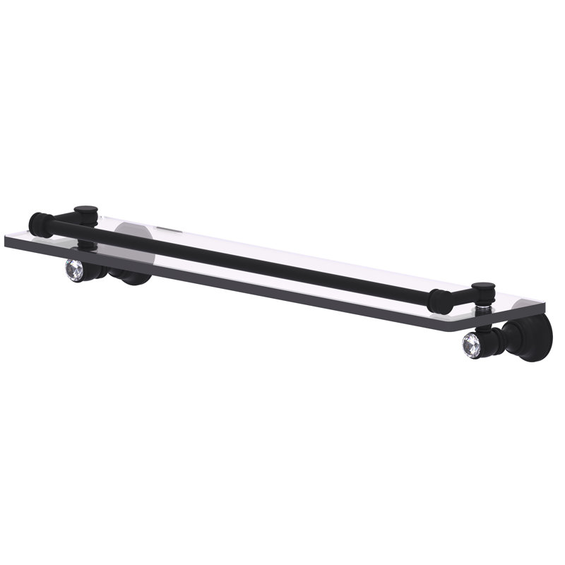 Étagère murale en verre de cristal Freyja, H 3,3 po x l 22 po x P 5,54 po, Noir mat