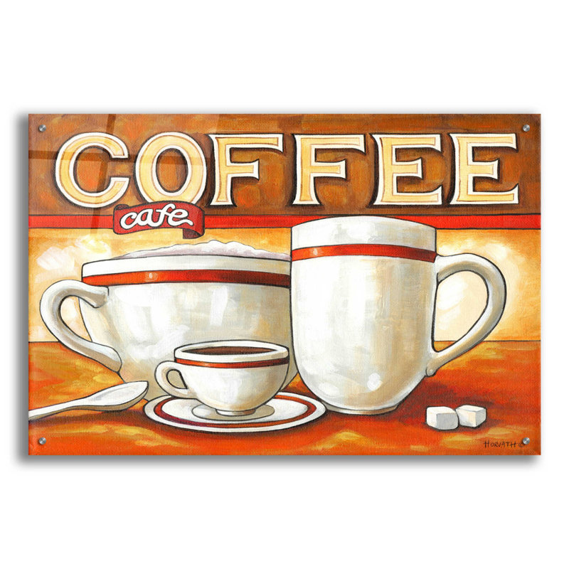 «Red Cafe» par Cathy Horvath-Buchanan, art mural en verre acrylique, H 24 po x l 36 po x P 0,2 po