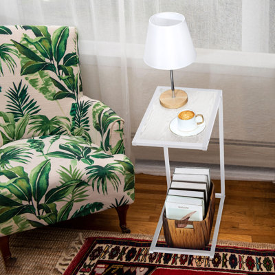 Ensemble de 2 tables d'appoint en forme de C horizontales - blanc