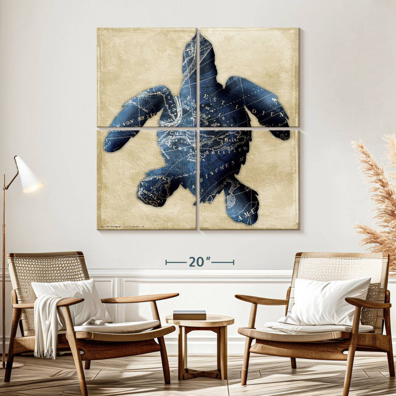 Brampt Map Turtle Indigo, 57" H x 57" W