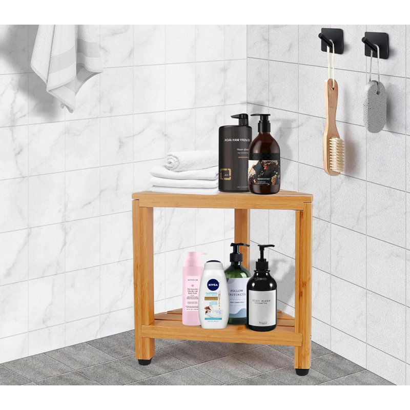 Esterbrook 13.7'' W Bamboo Shower Bench, Natural