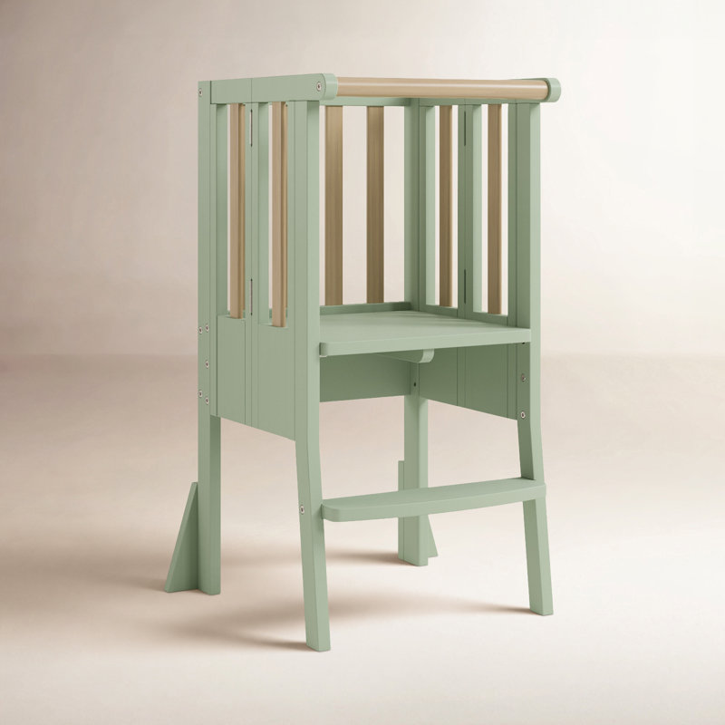 Escabeau pour tout-petit pliable Montessori, Sauge / bois flottant