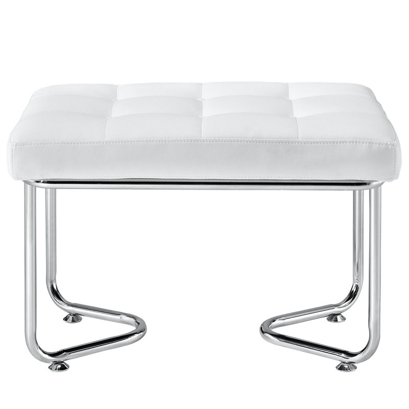 Modway Gibraltar' Padded Vinyl Lounge Chair and Ottoman, White