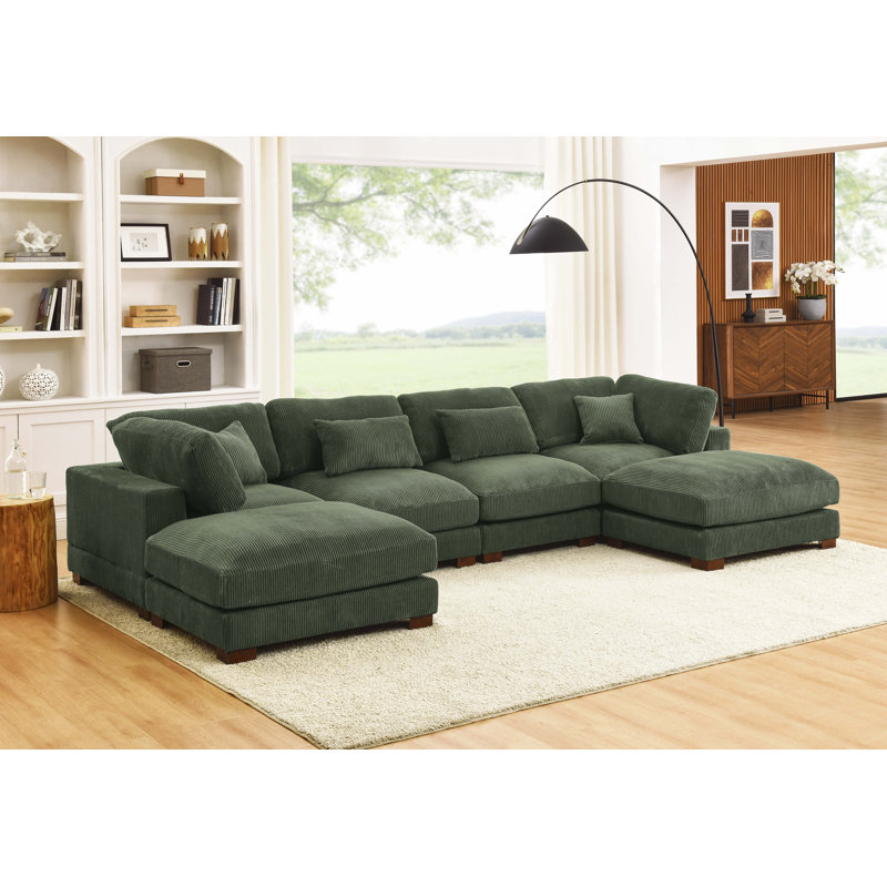 Canapé modulaire réversible de 144 po avec repose-pieds Andreco, Vert forêt