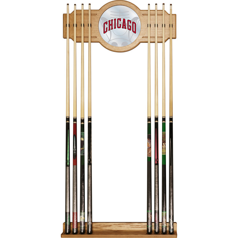 Support à queue de billard avec miroir nba, Bulls de Chicago, L 30 po x l 12 po