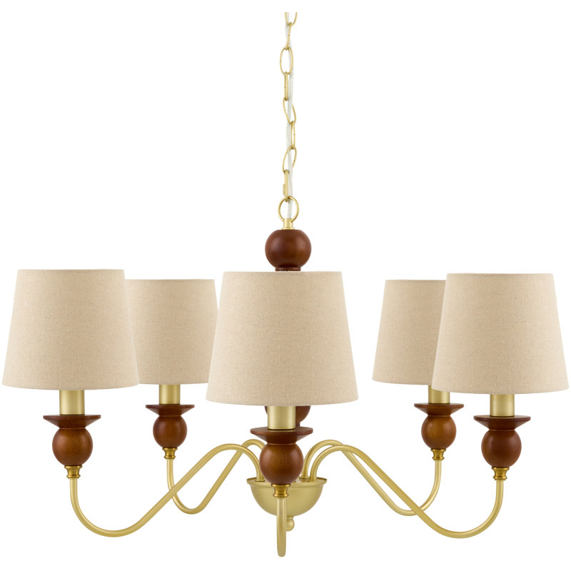 Lustre Myoshia, H 47 po x l 28 po x P 28 po, Beige, 5 lumières