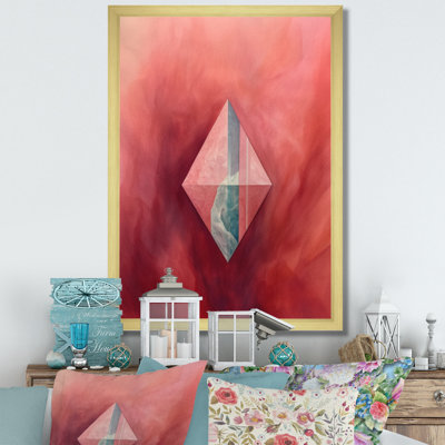 Rose rouge minéral majestueux - pierre géode, reproduction sur toile