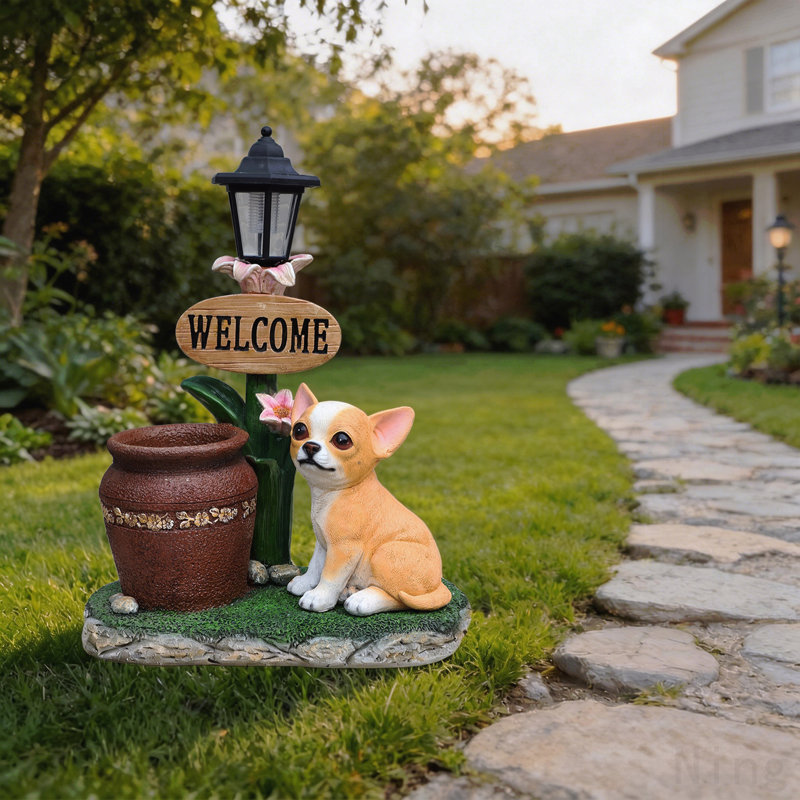 Décoration de jardin pour chien Corgi assis