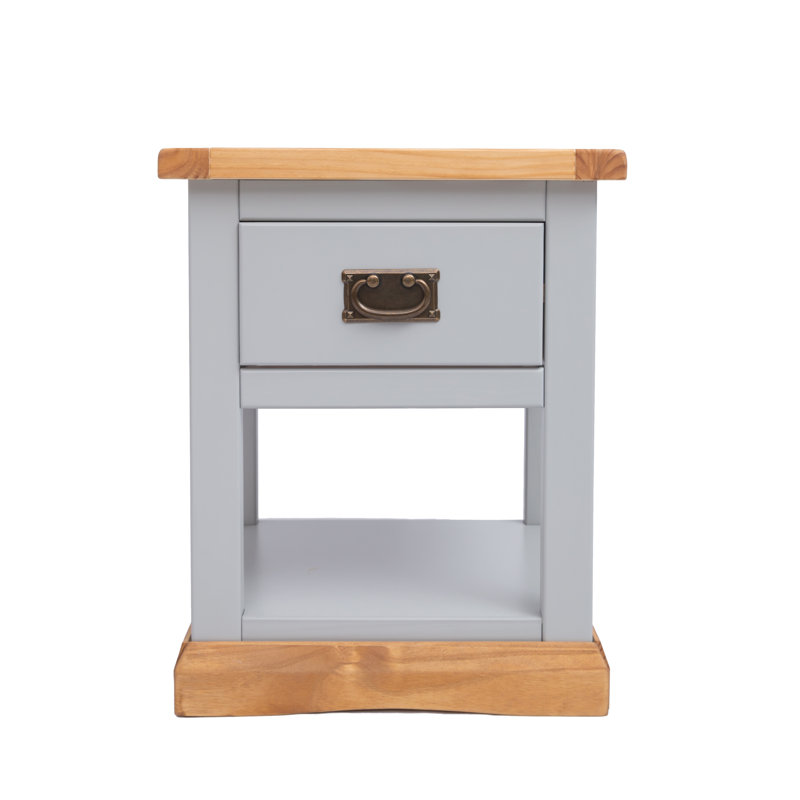 Espinosa 45 cm W Bedside Table, Grey/Oak