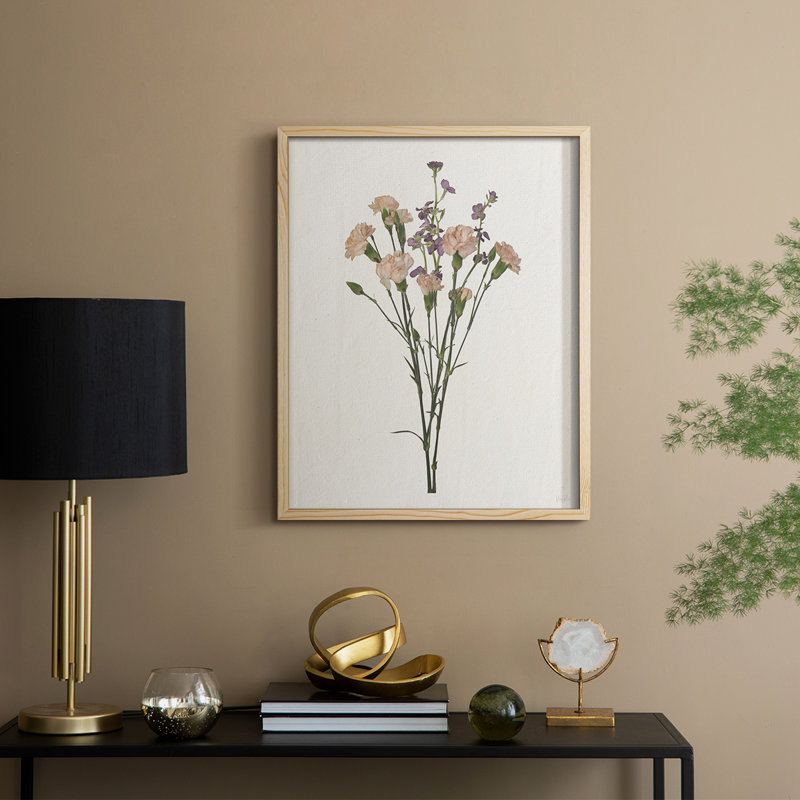 «Organic Floral I», reproduction encadrée - bois massif, H 11 po x l 9 po, Naturel