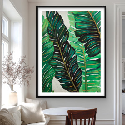 Plusieurs feuilles de plantes exotiques | Impression encadrée de chambre à coucher verte