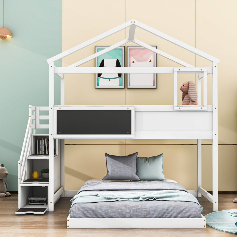 Slavkov Kids Twin Over Full Bunk Bed, White
