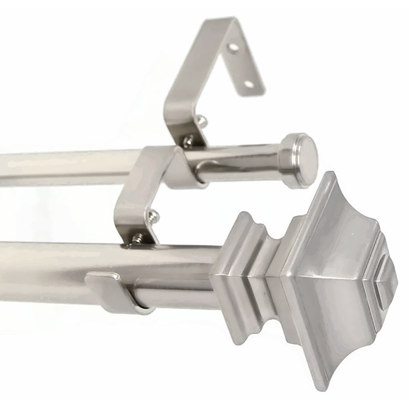 Tringle à rideaux double Bragdon, Acier brossé, H 1 po x l 120 po x P 1 po