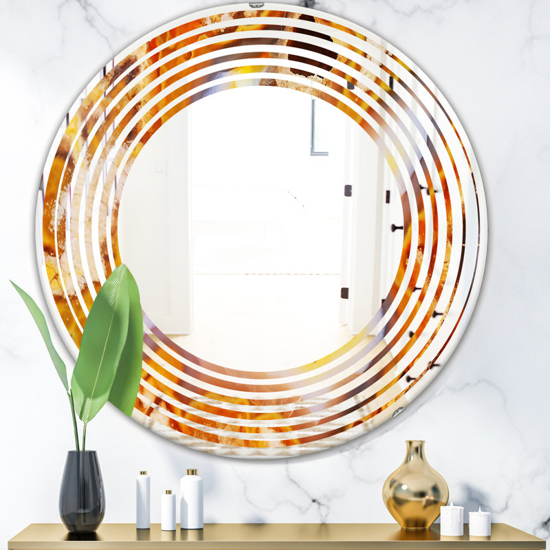 Miroir mural moderne sans cadre wave fire crystals, 31,5 po x 31,5 po
