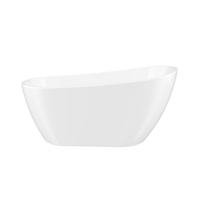 Baignoire autoportante en acrylique moderne - Baignoire de trempage blanche brillante avec bonde pré-percée et trop-plein