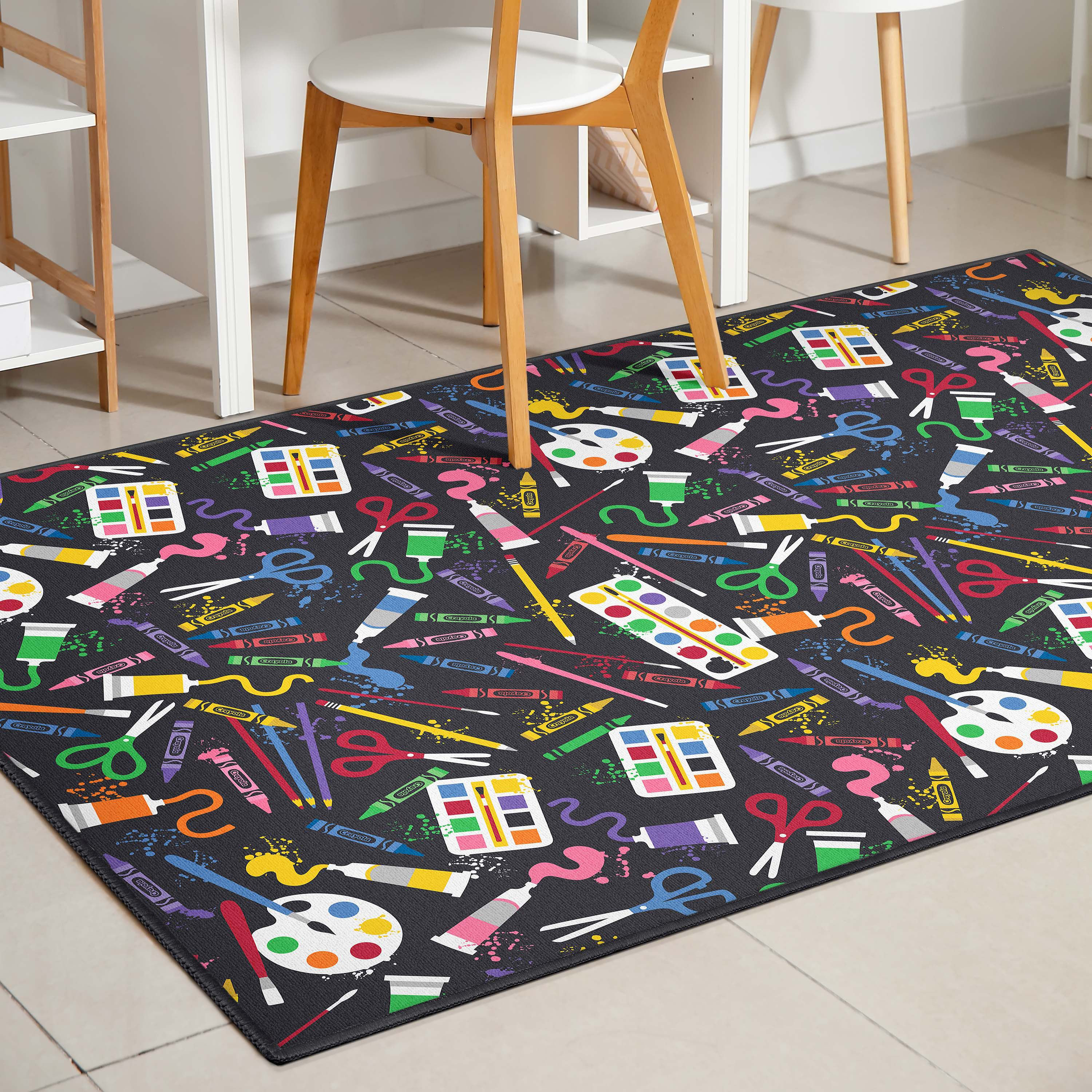 Well Woven Crayola Art Supplies Abstract Black Area Rug Wayfair - Main Image