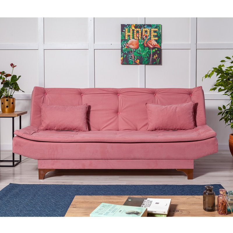 Canapé-lit sans accoudoirs de 74,8 po Cropsey, Polyester rose