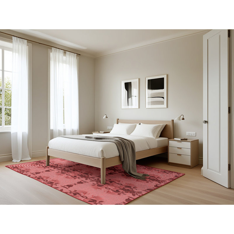 Tapis 100% à motifs lavables à la machine 2989 Pat3878-RD, Rectangle 5 pi x 7 pi