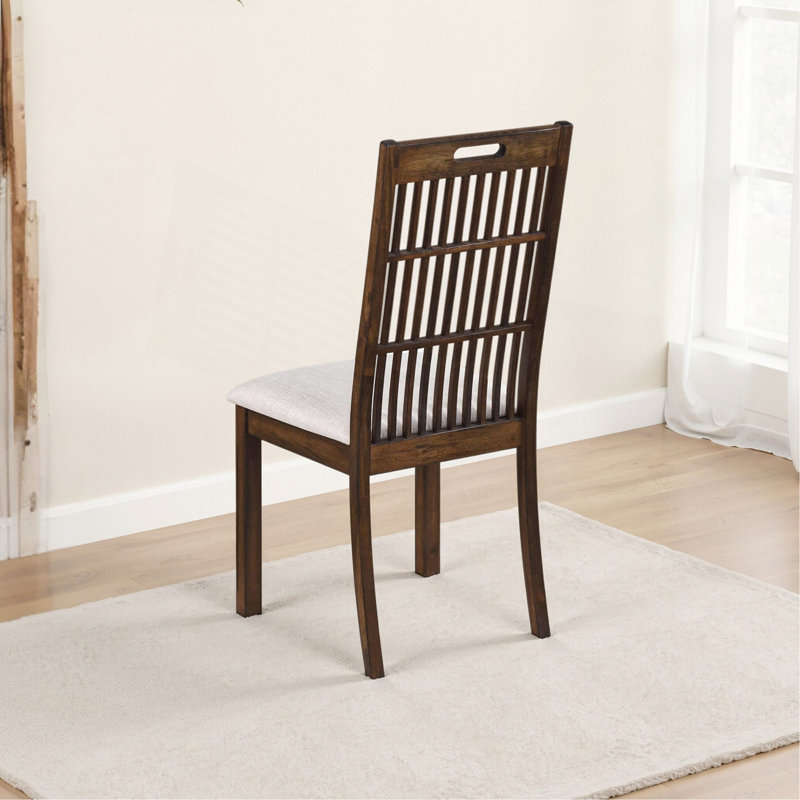 Ensemble de 2 chaises de salle à manger rustiques, chaises d'appoint de style campagnard avec dossier à lattes, siège rembourré, finition en bois patiné, assemblage facile