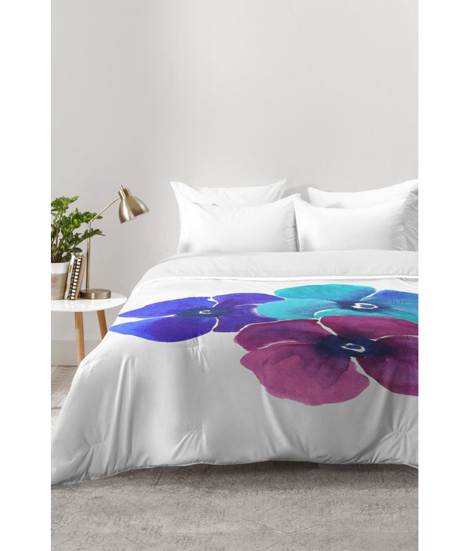 Ensemble d'édredon Jewel Tone Pansies, Édredon pour très grand lit + 2 très grandes ta