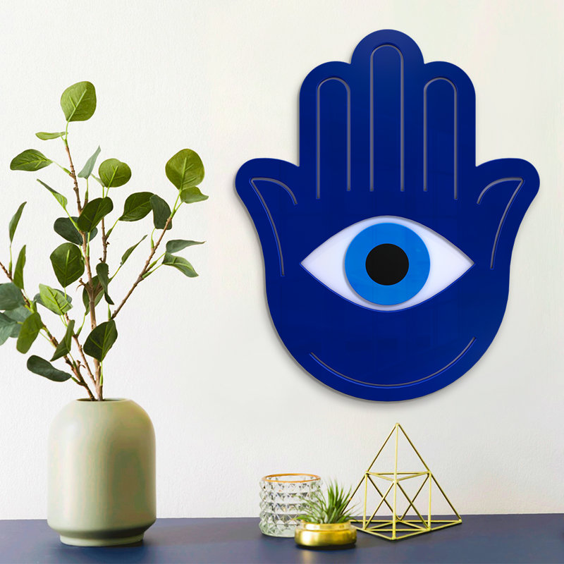 Hamsa Hand Modern Wall Hanging, 21" H x 18" W x 1" D