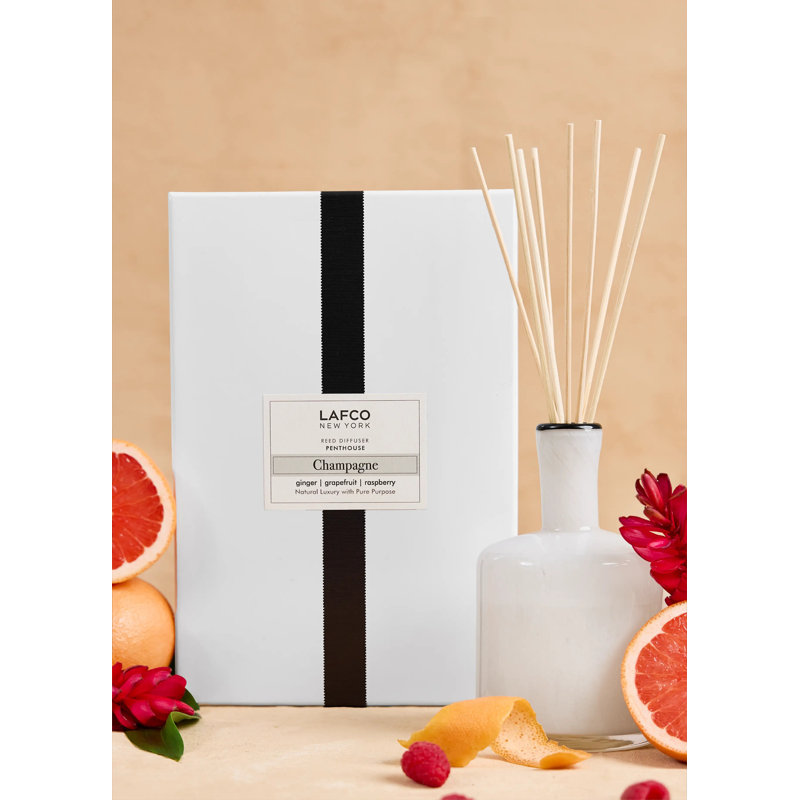 Reed Diffuser, White, 6.5" H x 4" W x 4" D, Champagne