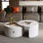 Round Nesting Coffee Table Set With 2 Storable Stools, Sintered Stone Coffee Table