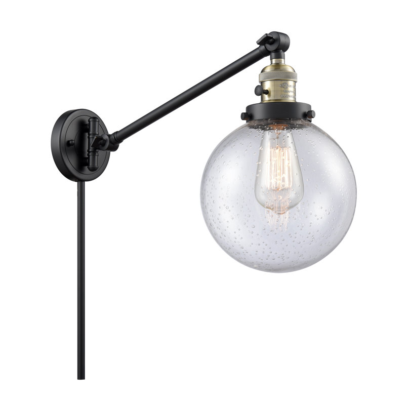 Lampe murale avec bras pivotant 1 lumière Zarmayr, Incandescent, Grainé, Or satiné