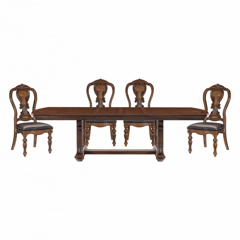 Ensemble repas 5 pièces avec rallonge, 5 pièces: table, 4 chaises