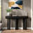 Modern Console Table with 2 Drawers, High Gloss Finish Entryway Table with Arc Legs, Storage Cabinet with Smooth Drawer Slides, for Living Room, Hallway, or Vanity Use-559527872