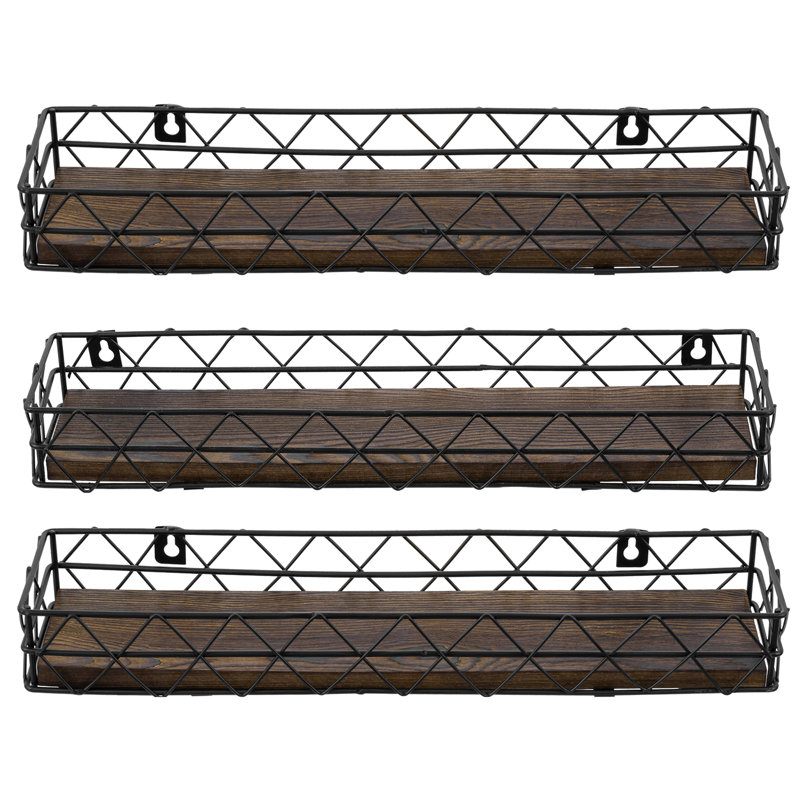 3 Piece Wall Decorative Spice Rack Set with Wood Base