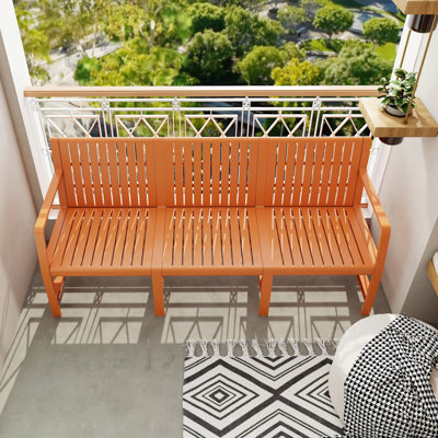 Apricot Brown 1 - Piece Patio Conversation , 3 Seater Made Of Polypropylene, Waterproof, , Breathable Slatted Design For Evening Parties Polypropylene Indoor/outdoor Furniture In Brown, All Weather,