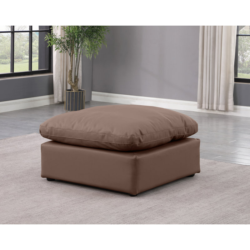 Itala Upholstered Ottoman, Brown Vegan Leather