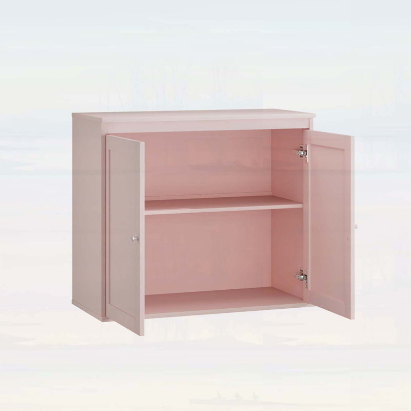 Armoire de rangement polyvalente avec portes doubles, tablettes réglables et finition rose moderne pour un usage multiple