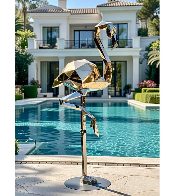 Statue de flamant rose – Or rose – XL, Gold; Pink