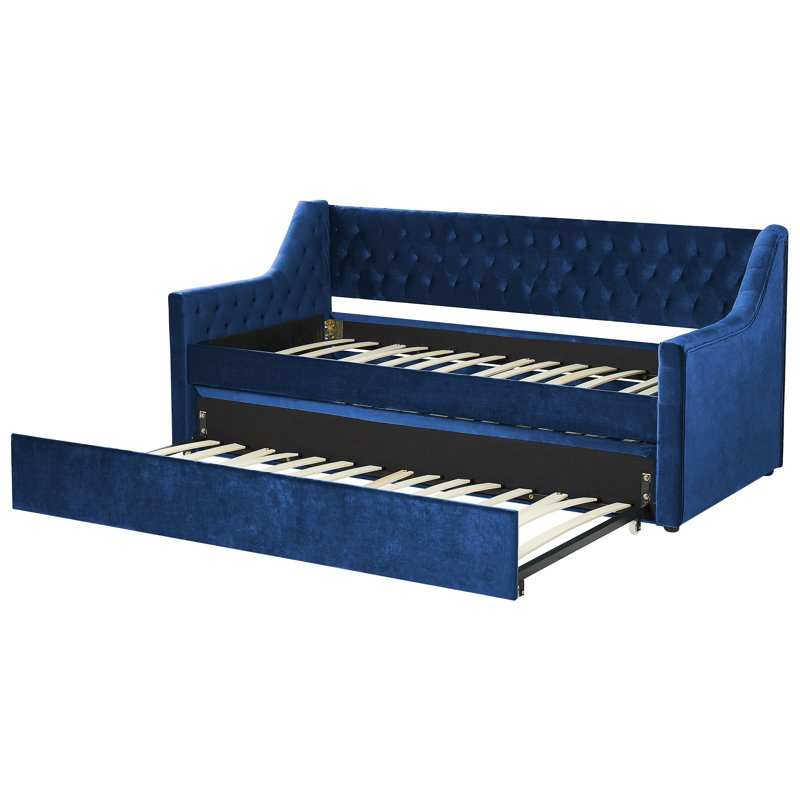 Picidae Upholstered with Trundle, Single (3'), Blue