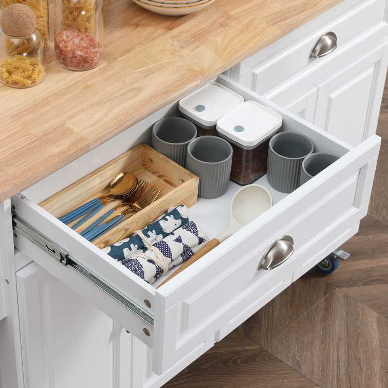 HOMCOM Carrello da Cucina con Cassetto e Armadietto, Isola per Cucina in  Legno con Ruote Girevoli, 81x39.6x90.3cm